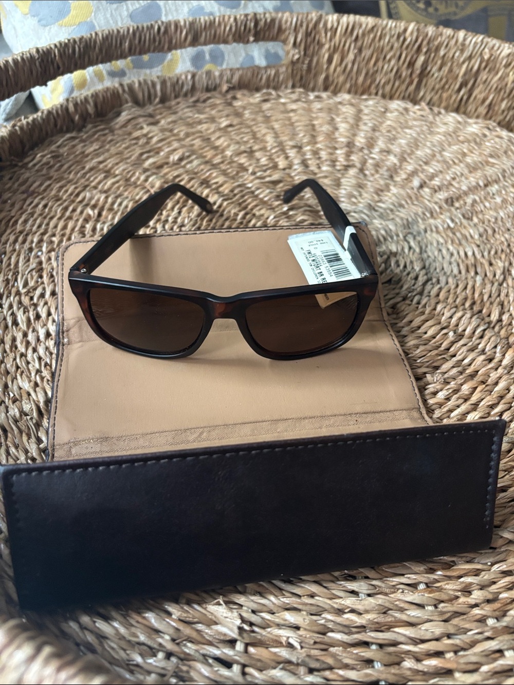 Fossil Tortoiseshell Rectangular Sunglasses with Dark Brown Case
